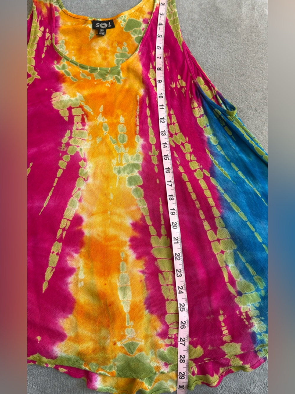 Asymmetrical Tie-Dye Tank Top in Magenta, Blue & Gold - Picture 5 of 8